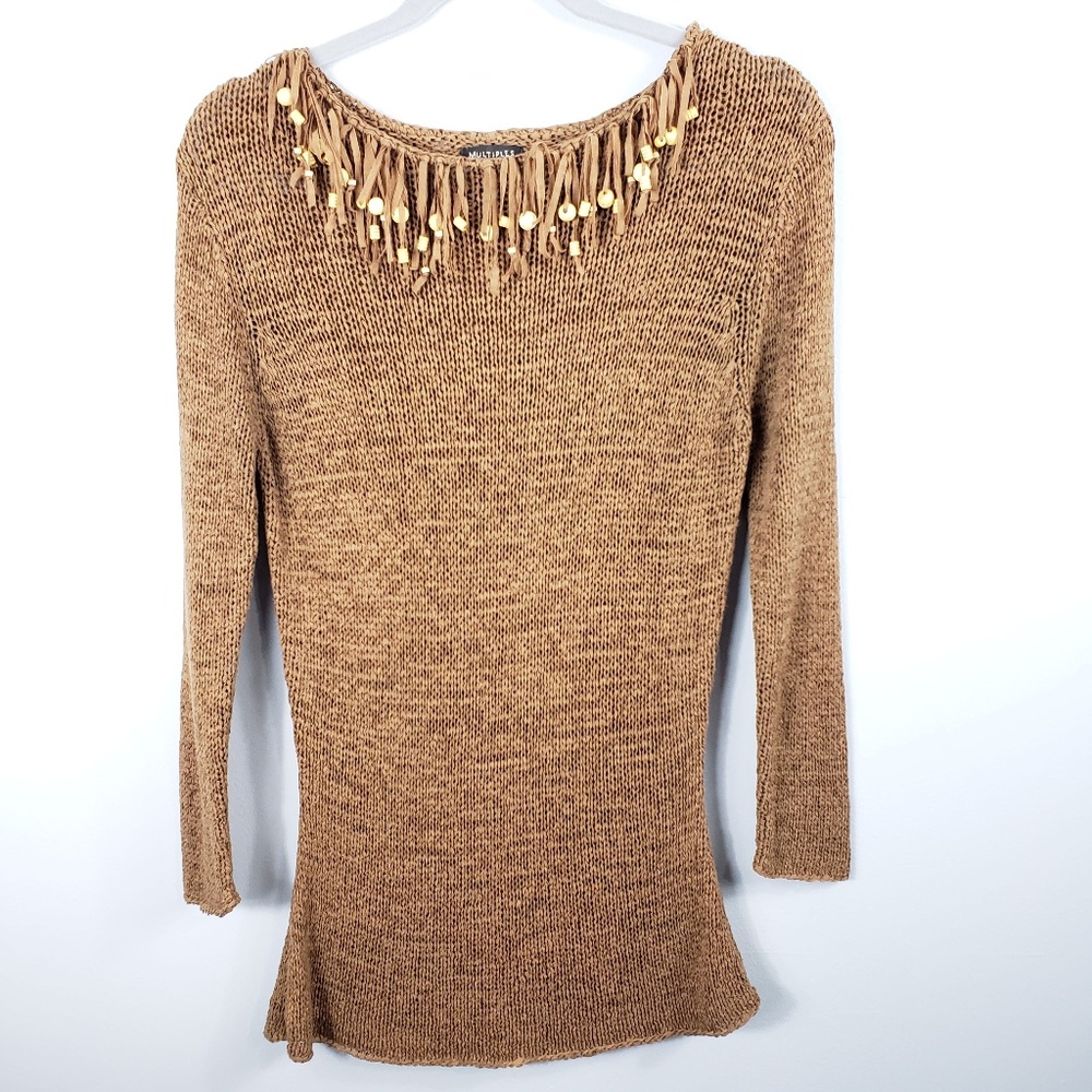 Multiples Boho/western/ brown fringe sweater